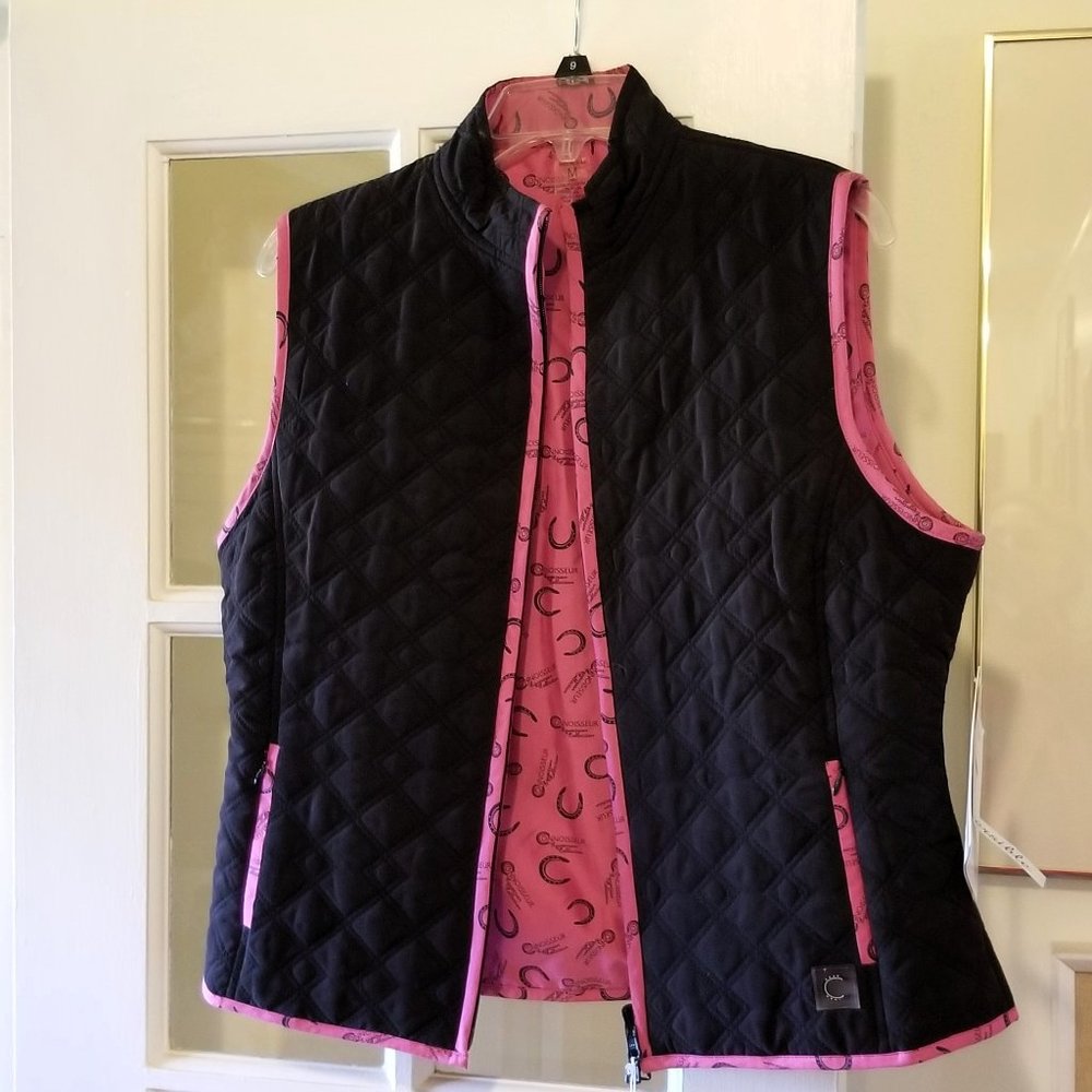 Reversible Quilted zipper closure vest Connoisseur Equestrian Collection pockets